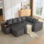 Canapé en U de 137,5 po, charge USB et sans fil, table basse avec porte-gobelet, canapé modulaire surdimensionné et mobile, repose-pieds mobile, sans assemblage, 6 sièges, velours côtelé-380264689