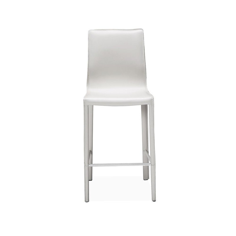 Jada Upholstered Stool with Metal Frame, White, Counter Stool (26" Seat Height)