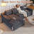 108" No Assembly Required Modular Corduroy Sectional Sofa With Deep Seat, 3 Thickened Seat Cushions, 2 Throw Pillows, Compression Sofa-1993449546