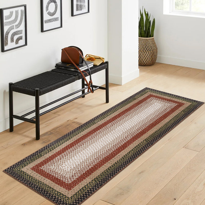 Machine Washable Rug for Living Room Braided Print Non-Slip Area Rug Stain Resistant Carpet for Dining Room Bedroom Nursery Office