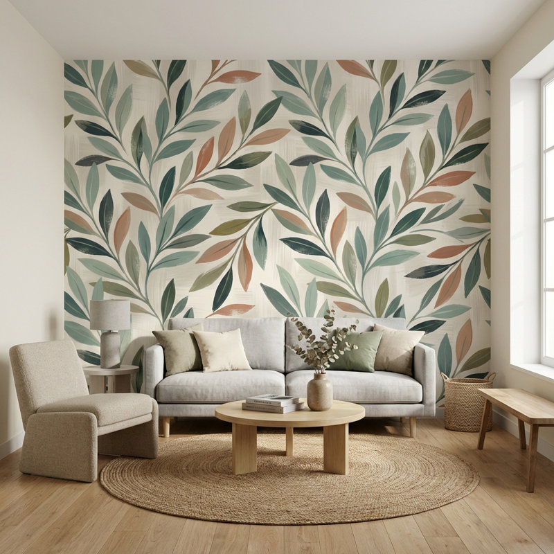 Papier peint feuille Shades Of Green, Peler et coller, 200 po x 120 po