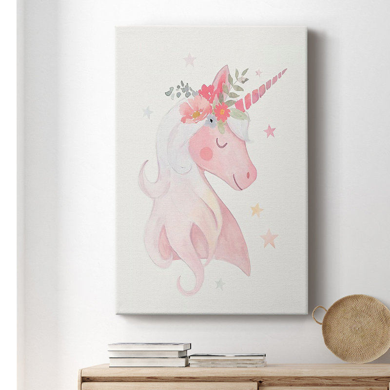 Toile tendue avec châssis «Sweet Unicorn II» - prête à être accrochée, H 18 po x l 12 po x P 1 po