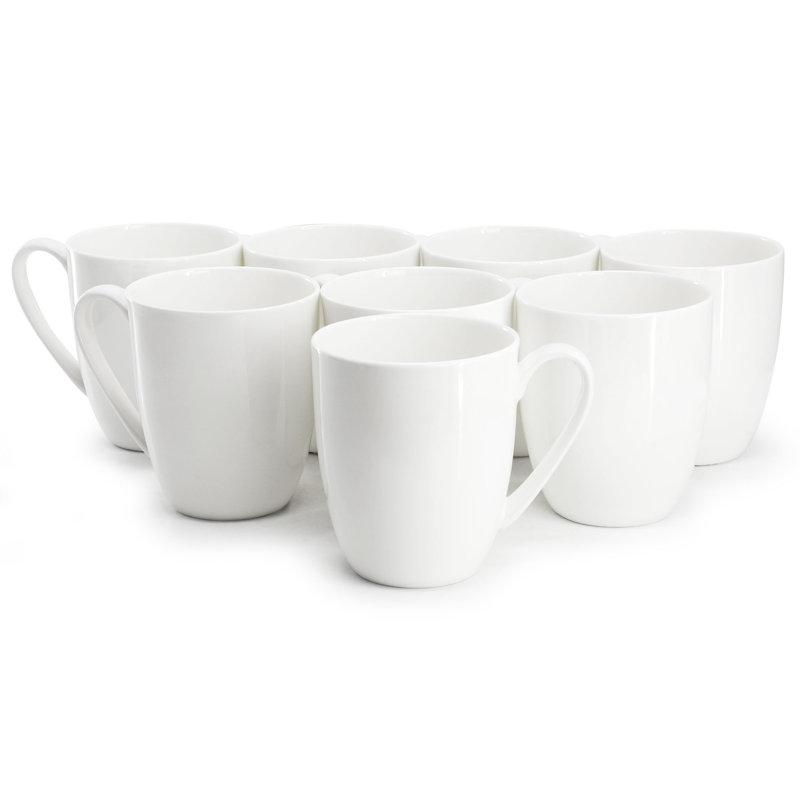 Ensemble de grandes tasses blanches en porcelaine blanche 8 pièces 13 onces