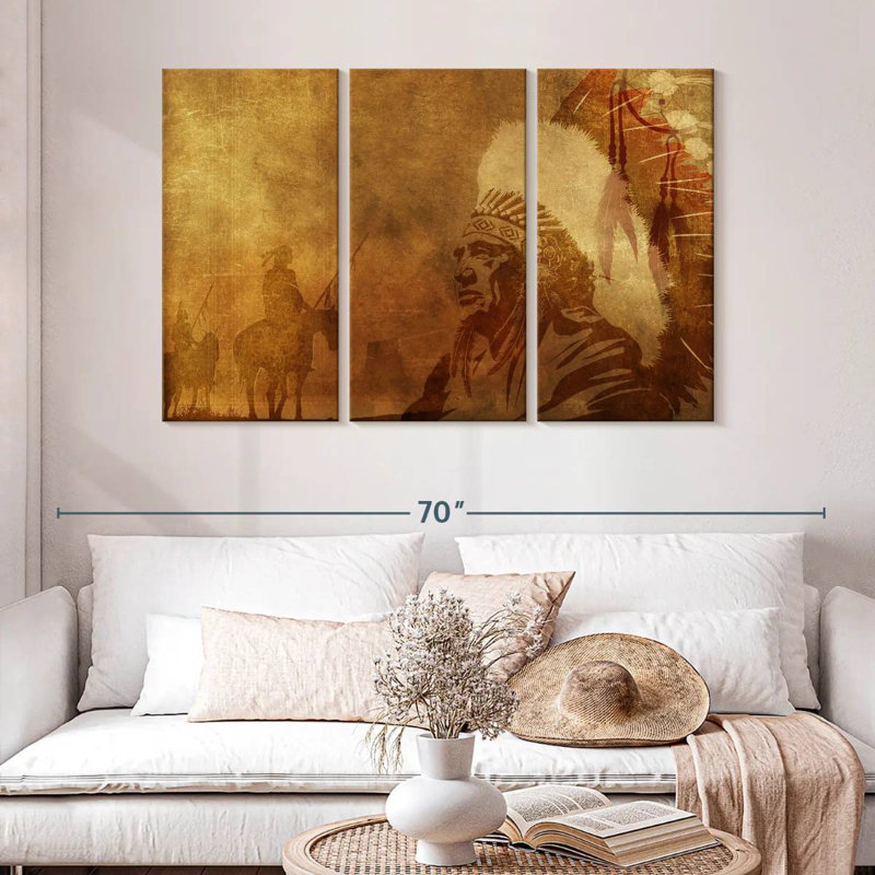 Lelar Native American Depiction, 32" H x 50" W