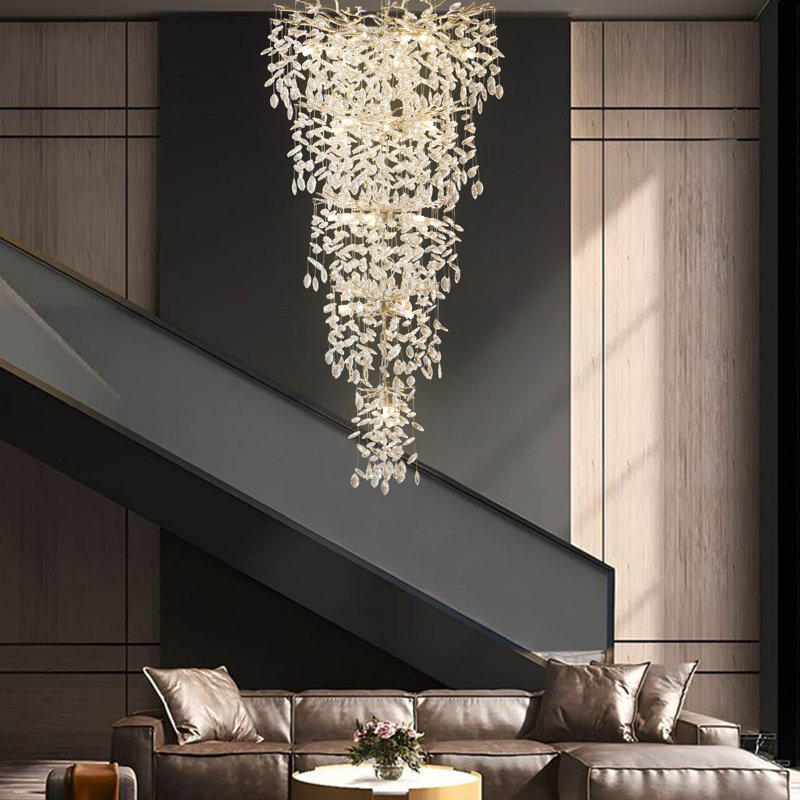 Lustre à gradins DEL Dilpreet, Argent argent, H 63 po x l 30 po x P 30 po