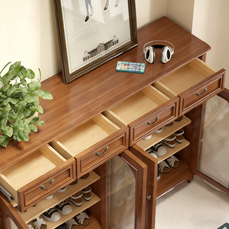 Walnut Solid Wood Shoe Storage Bench
