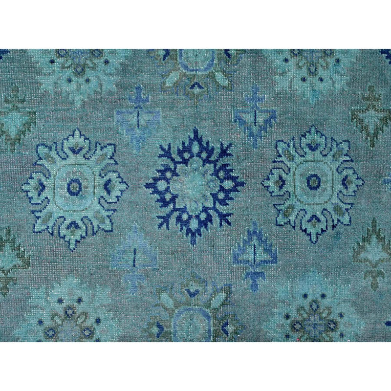 Tapis noué à la main 100% laine de style Kazak bleu foncé 8 pi x 9 pi 8 po DB6D25F35A8A43459D9CFC135148FA19