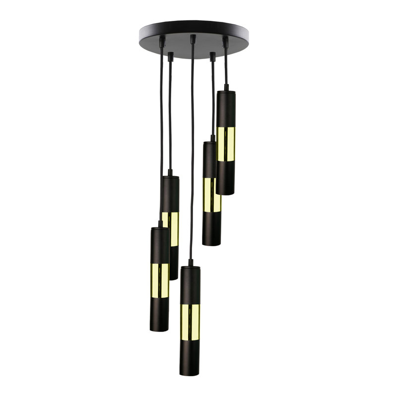 Carron 5 - Light Pendant,  Black/Gold, No