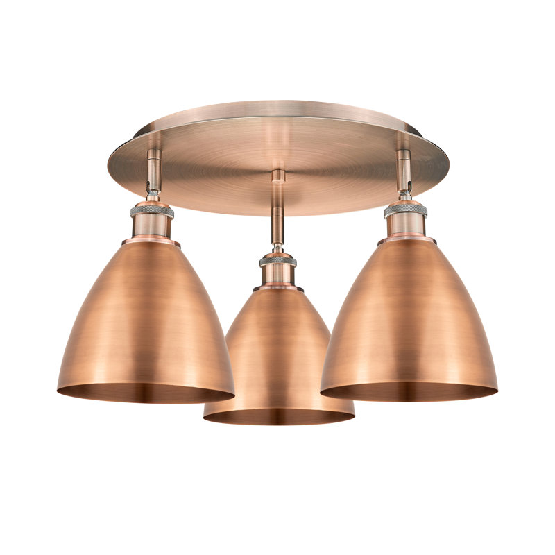 Plafonnier encastré 3 lumières 7,5 po Allare, Cuivre antique, Cuivre antique