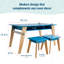 Ensemble de table Wildkin Kids Arts & Crafts - Design moderne Mid-Century avec 2 tabourets, casiers de rangement et rouleau de papier - Bleu-2106115753