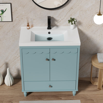 Ensemble de meuble-lavabo simple 30 po avec lavabo, robinet, peint Sharee