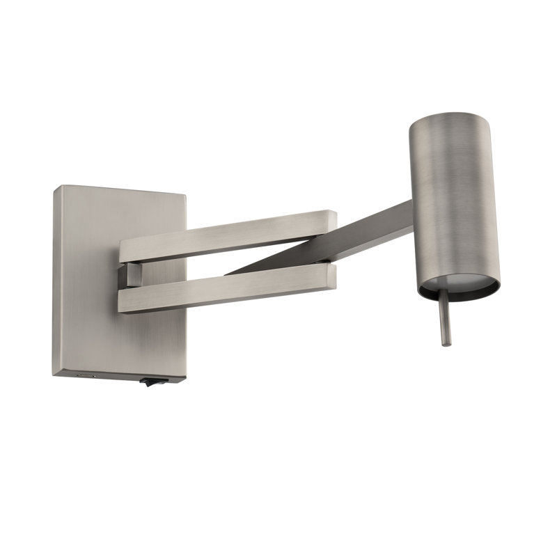 Gavel Dimmable LED Swing Arm Light, With Built-in USB Port, 3000K Color Temperature, Brushed Nickel