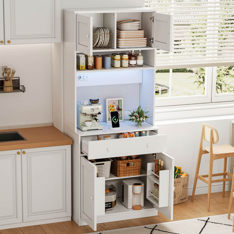 180cm Kitchen Pantry, White