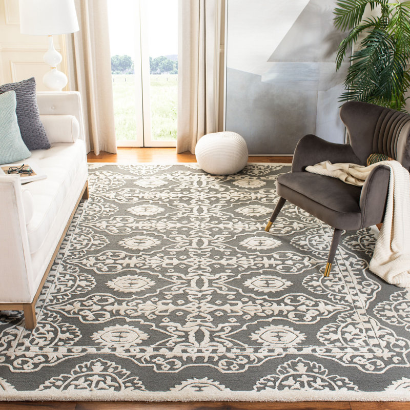Rudra Hand Tufted Wool Floral Rug, Rectangle 8' x 10'