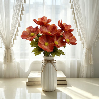 4 Pack Artificial Cosmos Flowers Bouquet 12.2" Faux Floral Arrangement for Vase Home Decor Wedding Centerpiece