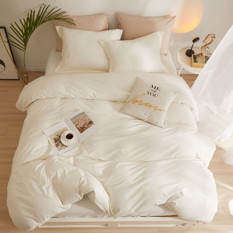  Ensemble de housse de couette respirante en microfibre lavée, Blanc, Housse de couette pour très grand lit et 2 très