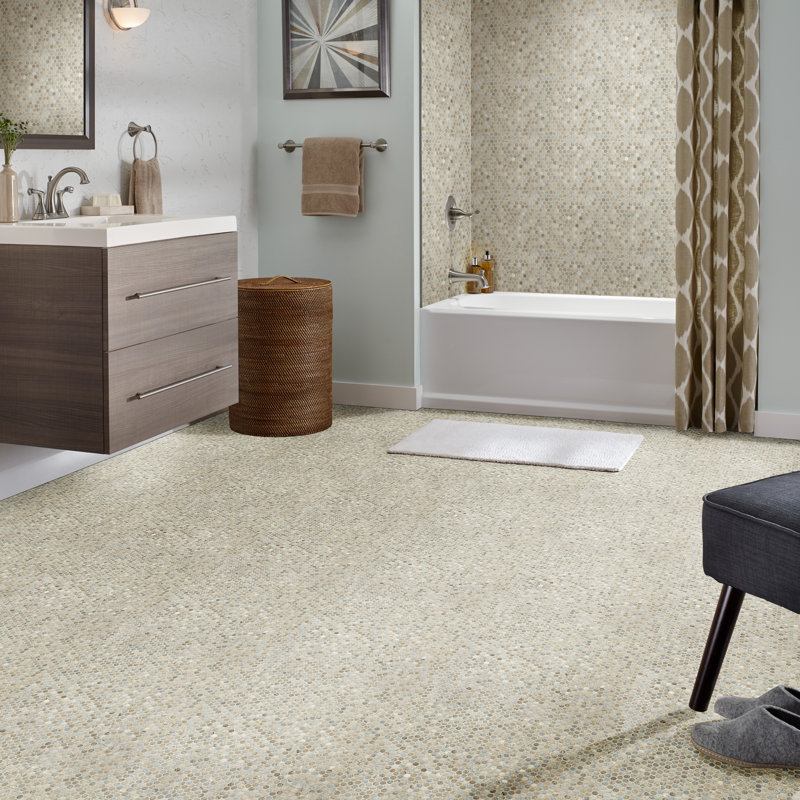 Montessa Penny Round 12 in. x 12 in. Glossy Glass Mosaic Wall Tile, Sora