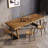 Warm Oak Brown Rectangular Solid Wood Sled Dining Table-1014193237