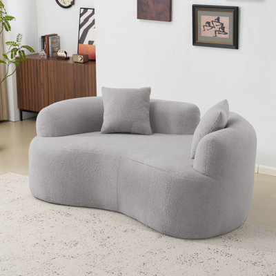 Causeuse incurvée à compression complète de 72,8 pouces, tissu en velours de peluche, canapé compact sans assemblage pour petits espaces et appartements, capacité de 350 lb