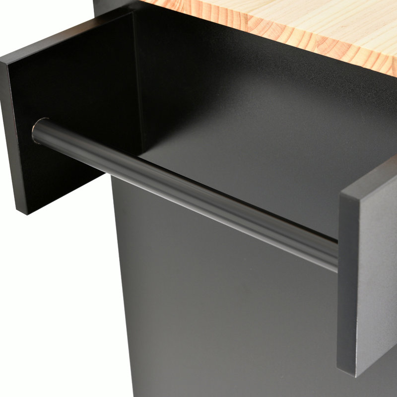 Groningen Solid Wood Top Kitchen Island, Black