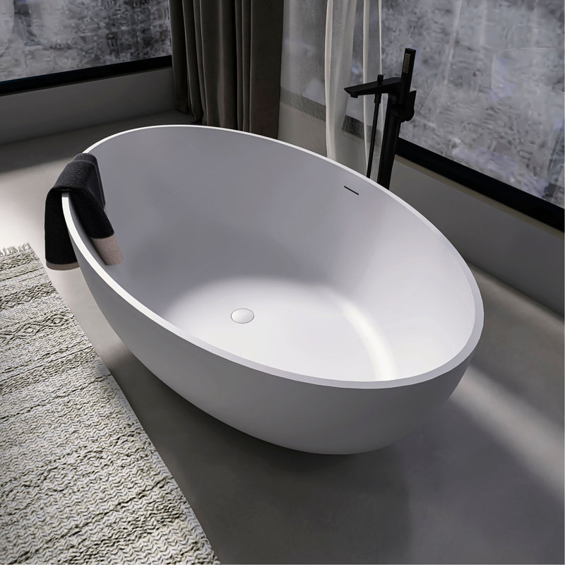 Baignoire de trempage autoportante à surface solide de 67 pouces pour salle de bain