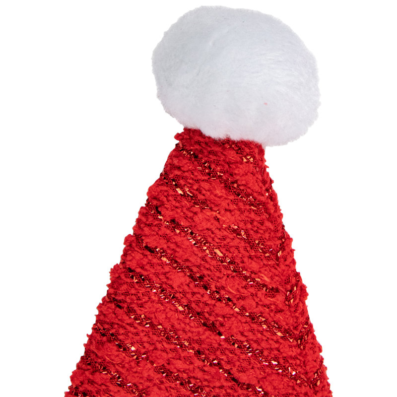 Chapeau de père Noël 17 po à rayures rouges et blanches avec pompon et fausse fourrure