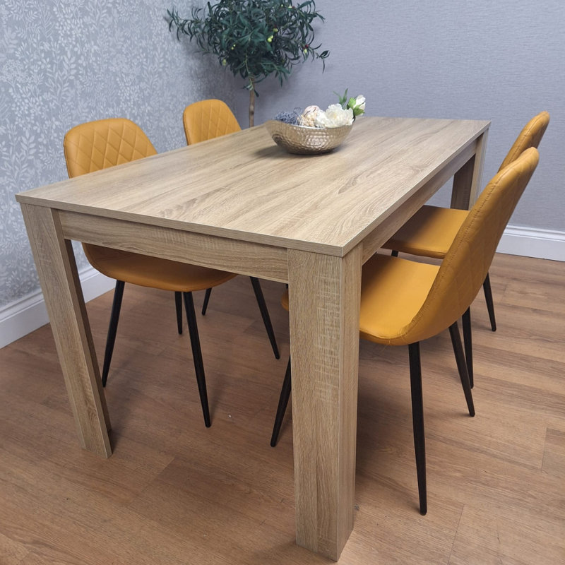 Haeli 4 - Person Dining Set, Mustard/Black