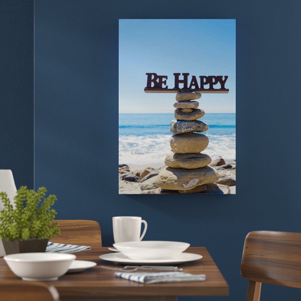 Leinwandbild ,,Steinturm bei Happy am Strand", Fotodruck