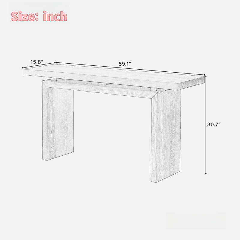 Simple Console Table With Clever Tabletop Design And Elegant And Lively Shape, Natural