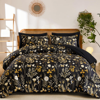 7-Piece Floral Farmhouse Style Comforter Set Soft Microfiber Bedding Set All Season