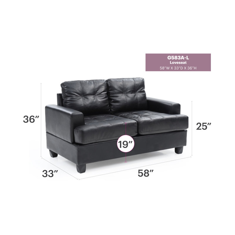 Stylish Transitional Black Loveseat For Two