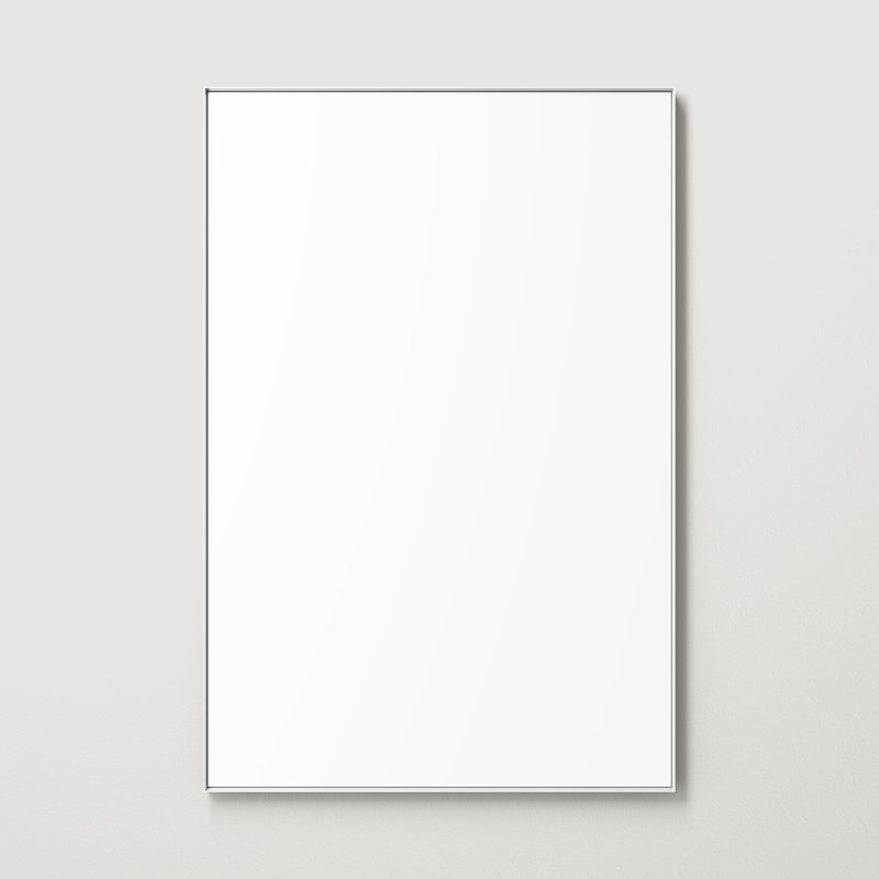 Carey Metal Flat Wall Mirror, Silver, 36" x 24"