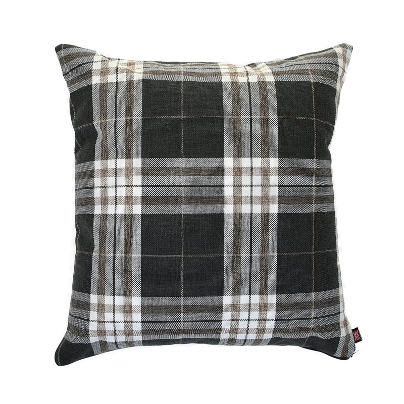 Chagnon Plaid Square Cushion, 43cm x 43cm, Chocolate