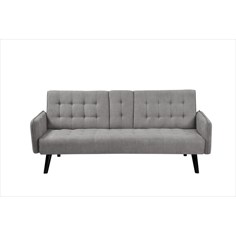 Canapé-lit de 72 po - Dossier pliant convertible en lit double avec porte-gobelet et table rabattable - Canapé en lin compact pour petits espaces - Assemblage facile, gris