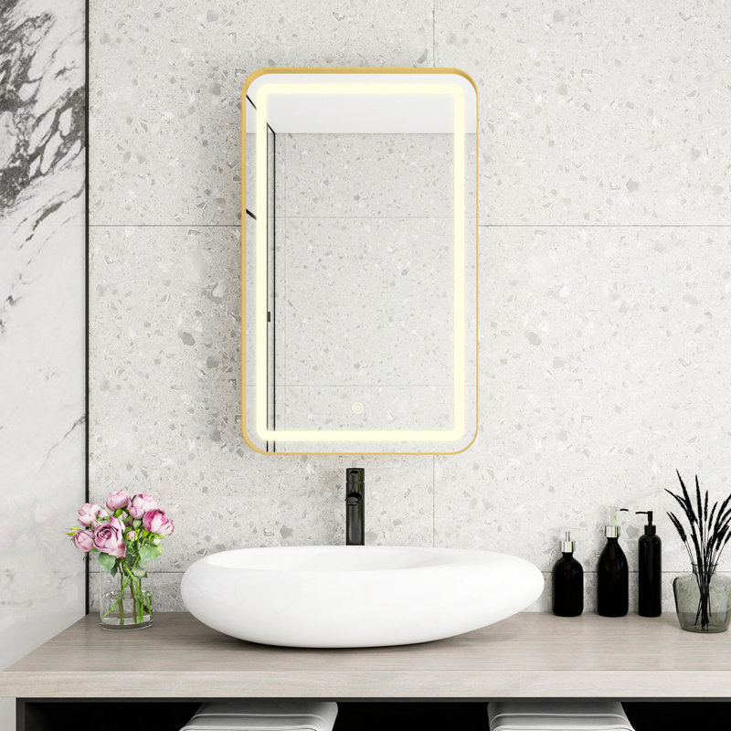 Armoire à pharmacie à DEL avec miroir, douilles, à intensité variable et antibuée pour salle de bain