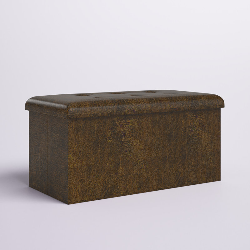 Banc de rangement rembourré Millett, Polyuréthane brun