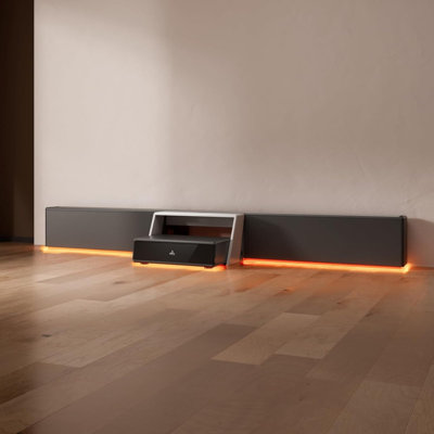  130" UST Projector Station, Smart All-in-One Cabinet with Storage, Cable Management & Lighting