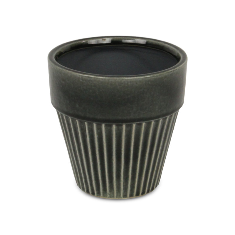 Lutton Handmade Ceramic Pot Planter, 6" H x 6" W x 6" D, Gray