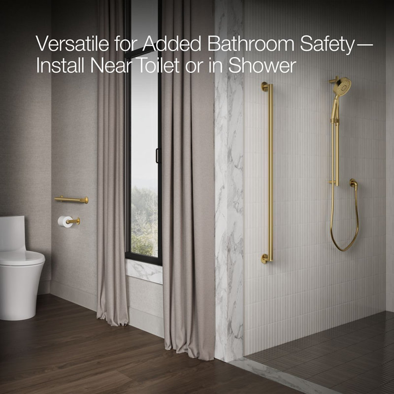 Components™ 18-In Grab Bar, 18" W, Vibrant Brushed Moderne Brass
