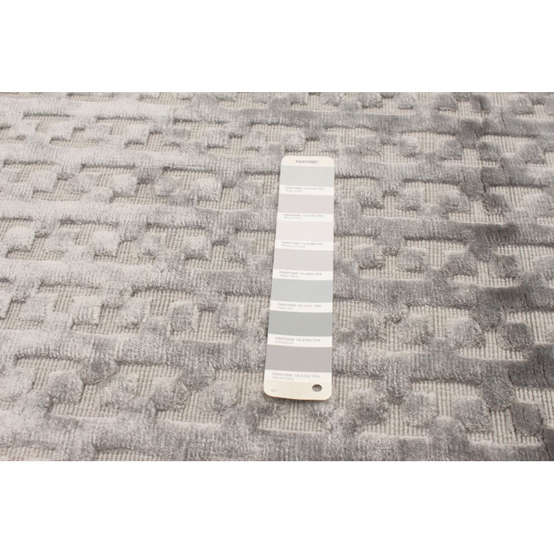 Tapis gris en soie noué à la main