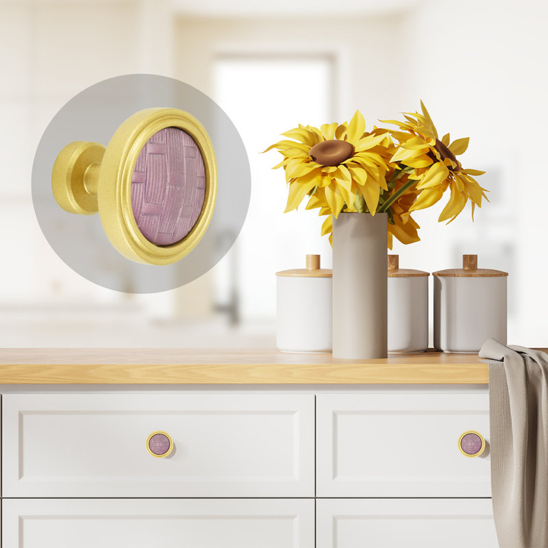 Spectra Weaves knob in chrome finish, Gold/Fuchsia Pink