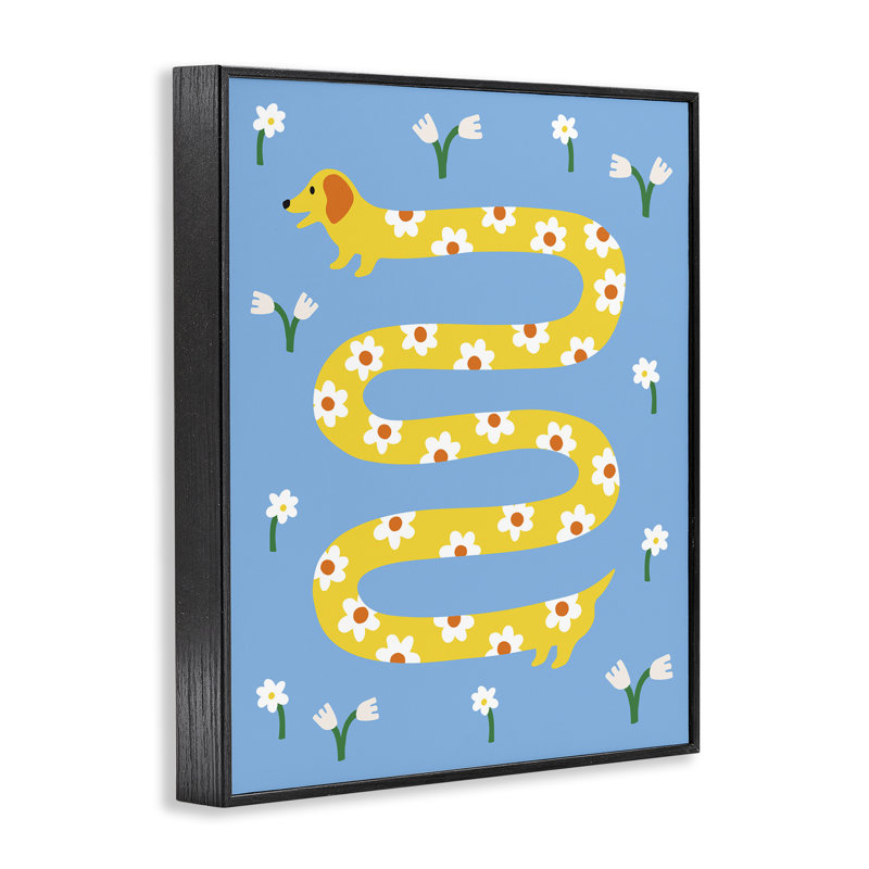 Giclée à long motif floral fantaisiste, par Nadia Hassan, H 30 po x l 24 po, Giclée encadrée noir minuit