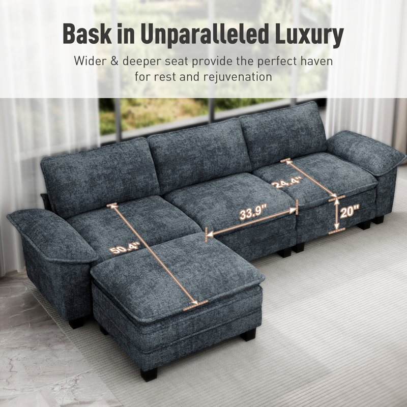 5 - Piece Living Room Set, Cyan Chenille