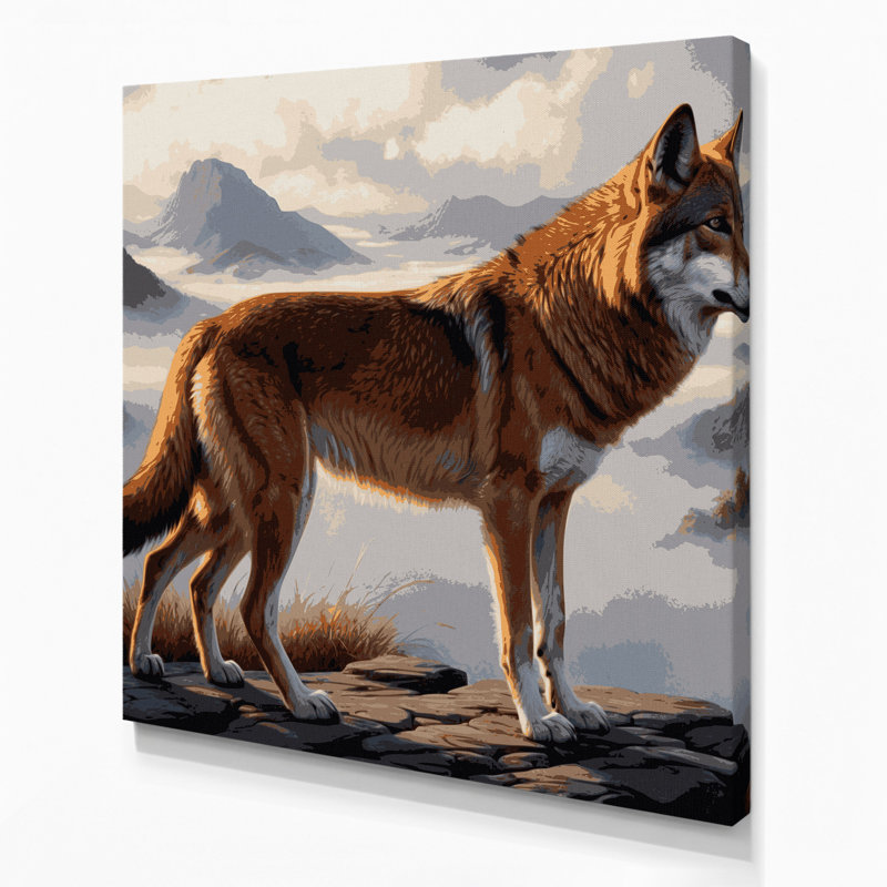 Faune, loup éthiopien, art mural sur toile, H 16 po x l 16 po
