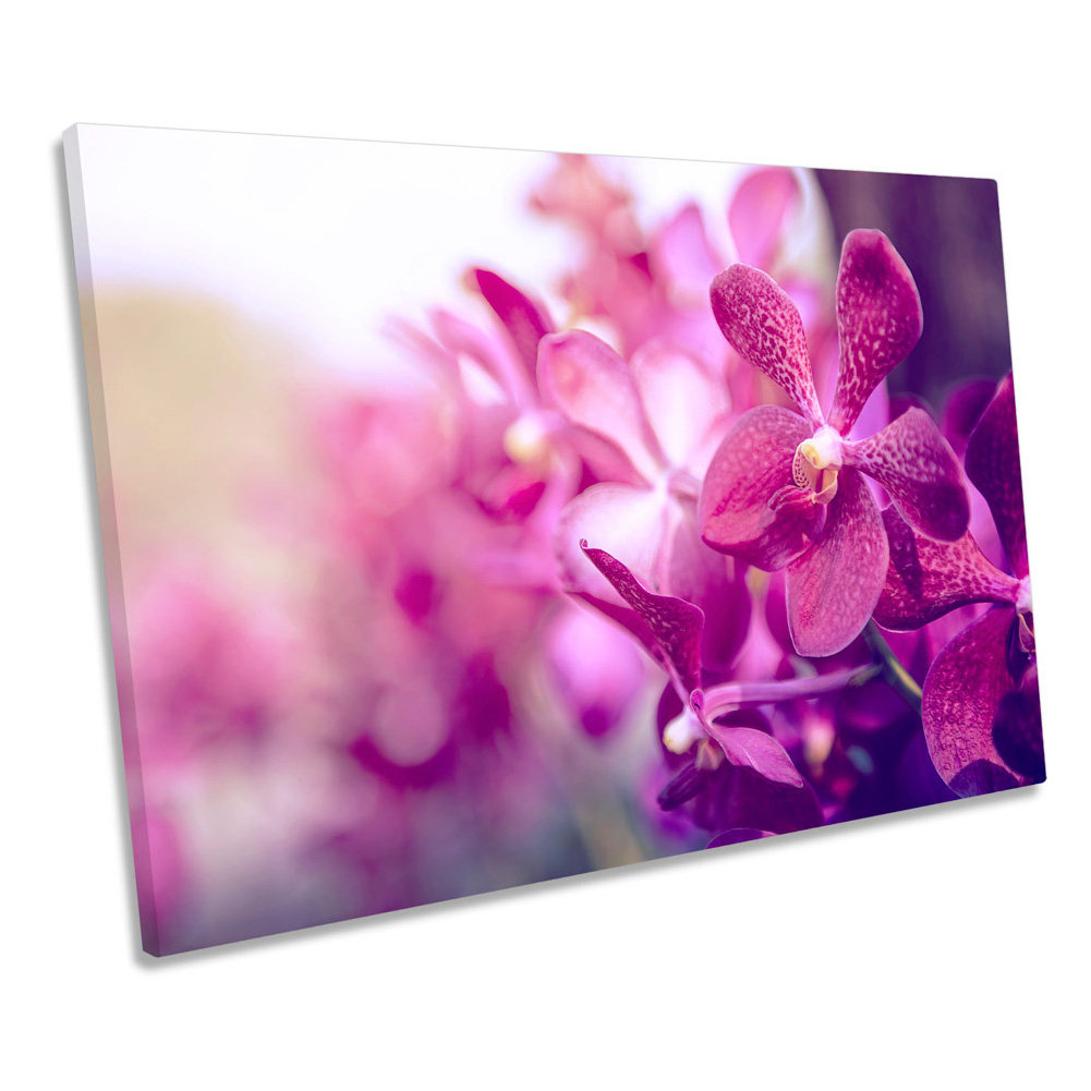 Ebern Designs Flower Pink Floral CANVAS WALL ART Picture Print ...