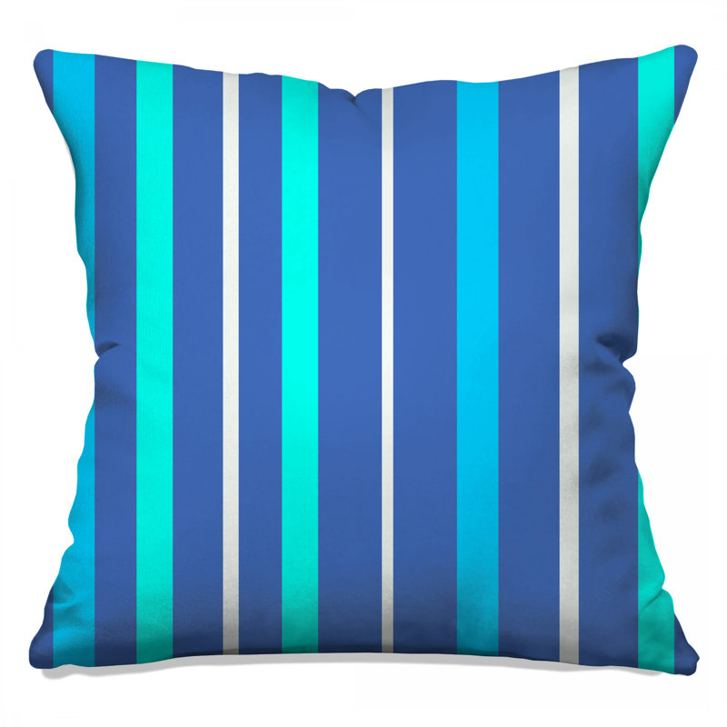 Blue Aqua Stripes Double Sided Throw Pillows, 18 x 18 inches