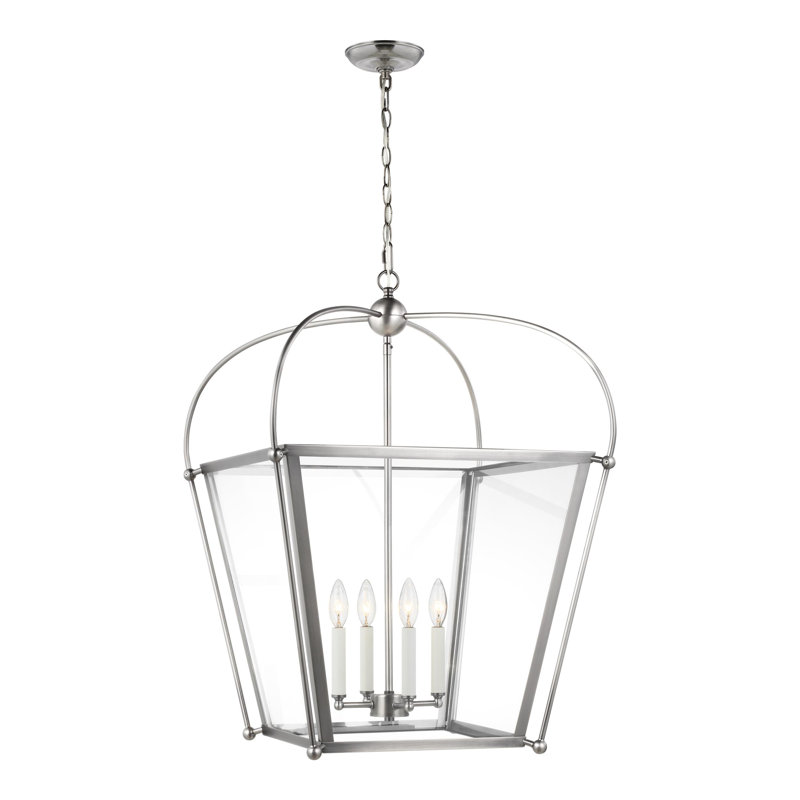 Luminaire suspendu rectangulaire à 4 lumières Arlowe, Laiton satiné, H 29,88 po x l 14,5 po x P 14,5 po