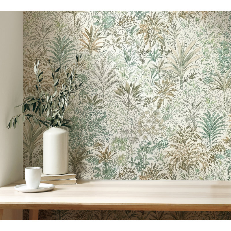 Palm Landscape Italian Heavyweight Wallpaper, Green