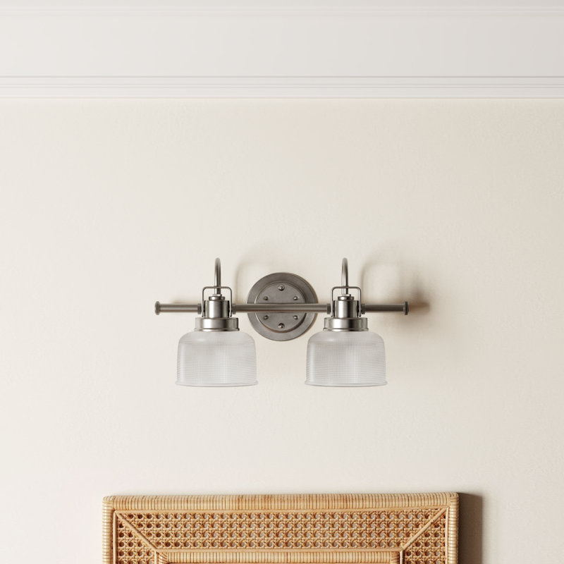 Rosser Dimmable Vanity Light, Antique Nickel, 2 Lights, 8.75"H x 17"W x 7.25"D