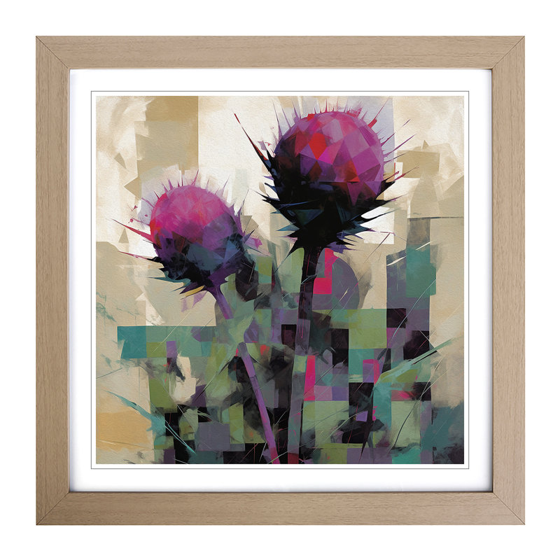 Thistle Suprematism - Framed Print, Oak